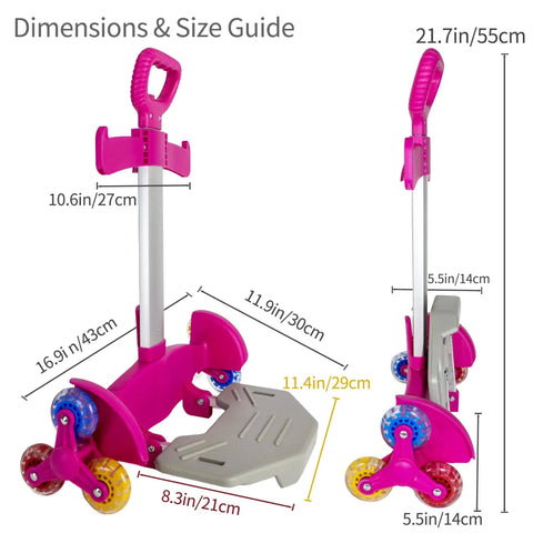 All Terrain Rolling Backpack Cart With Foldable Aluminum Trolley Adjustable Handle Lightweight Design in rose pink, dimensions guide.