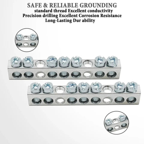 7 Terminal Ground Bar Kit For Square D Electrical Panels Two Pack Easy Install Grounding And Bonding durable tin-plated copper