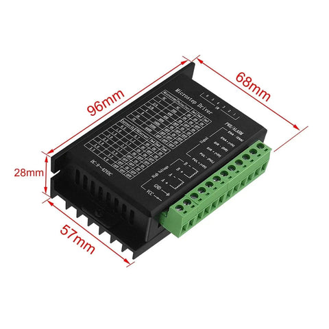 Stepper Motor Driver Controller For Nema 17 23 And 34 With 4A Output And 32 Subdivisions TB6600 front view with dimensions.