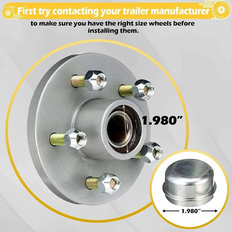4-Piece Trailer Lubricator Tool Set With 1.98in Stainless Steel Bearing Maintenance Accessory highlighted, with hub and cap display