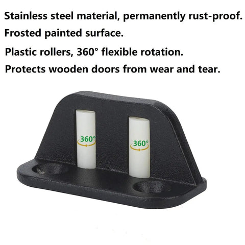 Two Plastic Wheels Barn Door Floor Guide With Bearing Design And Adjustable Rollers Bottom Mounted For Smooth Quiet Sliding
