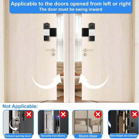 No Drill Anti Theft Doorbell Mount For Video Doorbells Compatible With Tapo Cameras on inward-swing apartment doors.