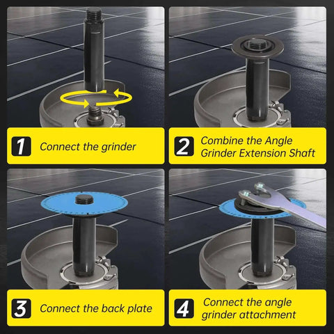 Step-by-step guide using Angle Grinder Attachments Kit With 3 Extension Rods Three Inch Four Inch And Five Point Five Inch Plus Four Nut Sets And Two Spanner Wrenches Five Eighth Inch Eleven Thread Fits DeWalt Milwaukee Makita Bosch Grinders