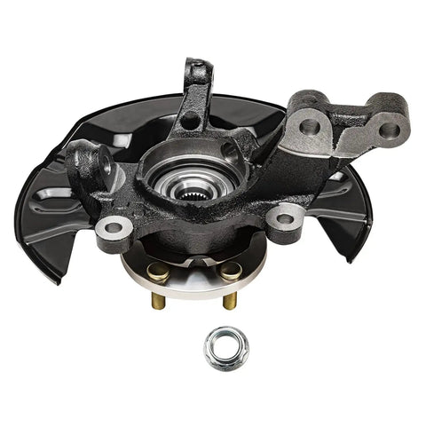 Front view of Front Steering Knuckles 2-Pack With Wheel Bearing Hubs Assembly For 2003-2008 Toyota Corolla Replacement Kit OEM Grade Drop-In Fit For 2004-2007 Models