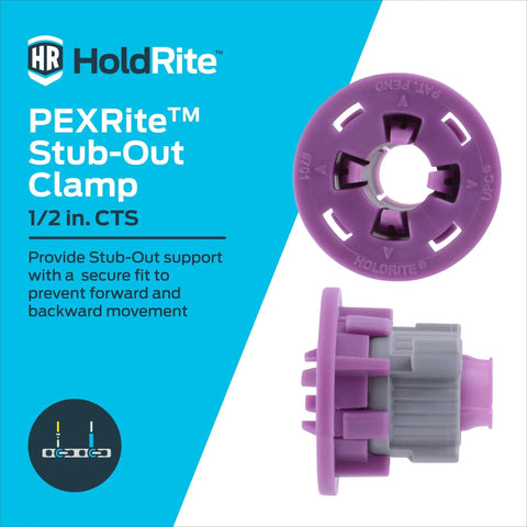 PexRite Stub-Out Clamp For 1/2 In CTS Pipe Tool-Free Pipe Support For In-Wall Bathroom Stub-Outs Compatible With PEX Copper And CPVC.