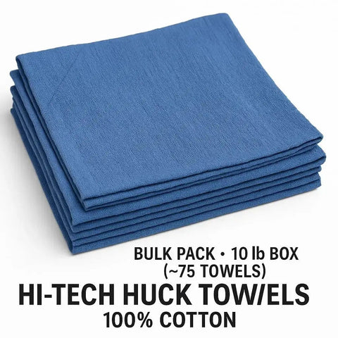 Blue 100 Percent Cotton Huck Towels For Window Cleaning Bulk Pack Ten Pound Box