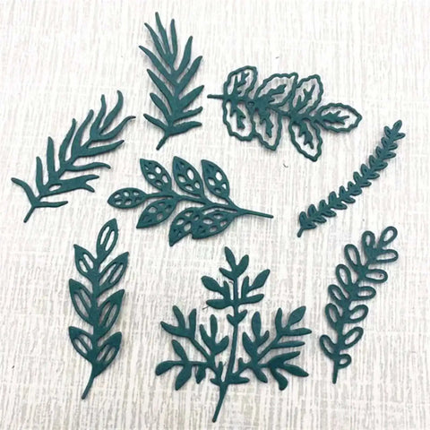 Eight Piece Leaf Metal Die Cuts Set For Scrapbooking And Card Making, Floral Leaf Cutting Dies Stencils, Carbon Steel, 9.7 By 10.9 Cm