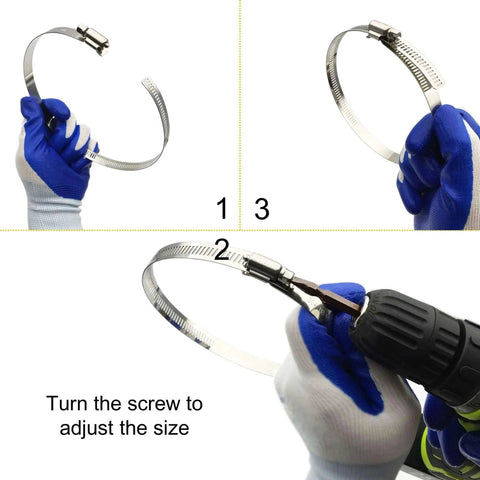 4 Inch Adjustable 304 Stainless Steel Duct Clamps Set Of 4 Worm Drive Hose Clamps for air ducting range 91mm to 114mm rust resistant.
