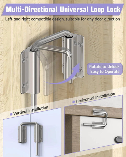 Built Tough Multi Angle Sliding Door Loop Lock For Barn Doors And More, 90 And 180 Degree Aluminum Alloy Patio Lock Latch, installed view