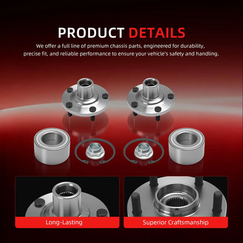 Front Wheel Bearing Hub Assembly Set 2 Pair For Toyota Camry V6 3.0L 2004 2006 And Lexus RX350 2008 2015 With 5 Lug Design OE 930400 BR930568K Premium Quality Replacement Part Built For Longevity And Smooth Performance, shown with additional parts and detailed views.