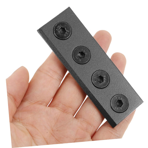 Sliding Barn Door Hardware Track Connector Kit For Easy No Fuss Installation with metal mending plate in hand