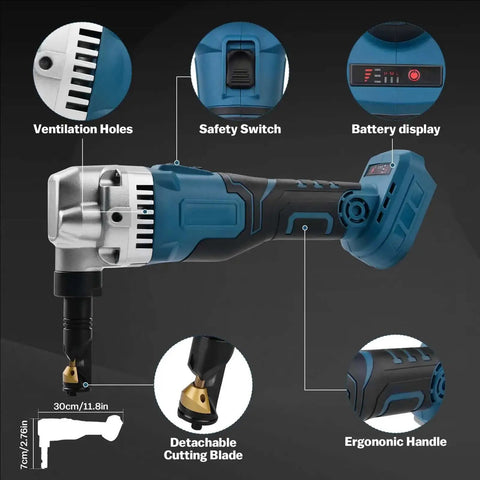 Cordless Nibbler With 3 Speed Settings For 16 Gauge Sheet Metal Cutting Brushless Motor Delivers Up To 2400 RPM No Cord Freedom