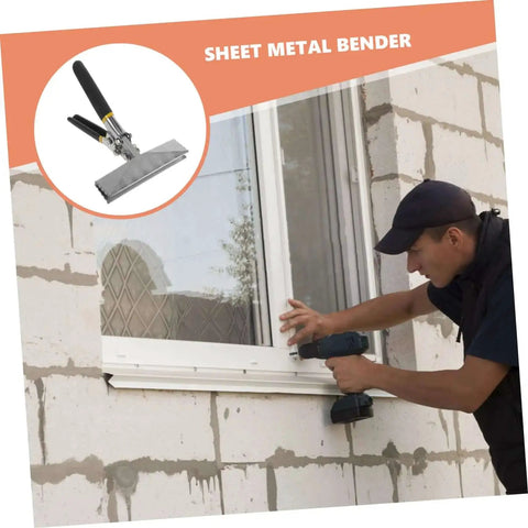 Handyman using Metal Bending And Seaming Pliers Lock 150mm Flat Plate Jaw Sheet Metal Bender for tightening window frame