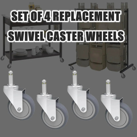 2-Inch Swivel Stem Caster Set for Weber Grill and Shop Vac, 4-Pack Replacement Wheels with 7/16 Inch Stem, Rubber TPR Wheels