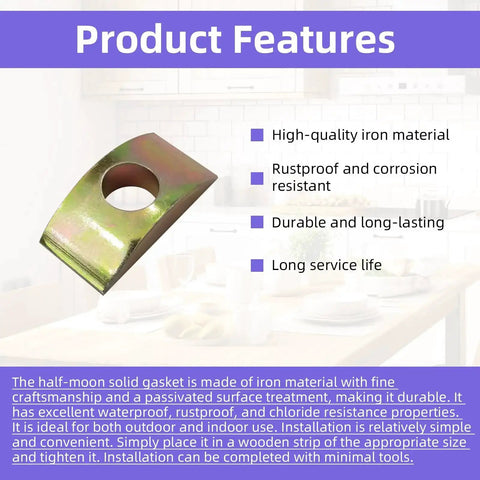 40 Piece M8 Half Moon Nut Washers Set with Solid Iron Lock Washer on table, rustproof and durable for indoor and outdoor use