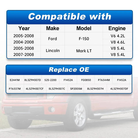 Compatibility chart for Fuel Pump Assembly For Ford F150 2004 2008 4.2L 4.6L 5.4L And Lincoln Mark LT 2007 2008 5.4L