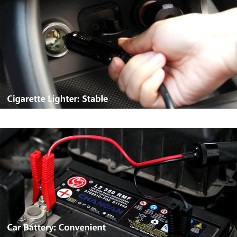 Electric 12V Car Jack Kit With Floor Jack Stands, Heavy Duty 3 Ton Vehicle Scissor Lift power cable in cigarette lighter and battery.