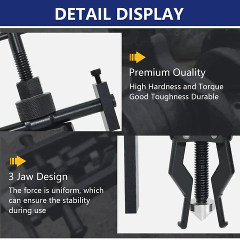 3 Jaw Inner Bearing Puller Gear Extractor detail, showcasing premium quality and 3-jaw design for motorcycles, cars, SUVs, and industrial use