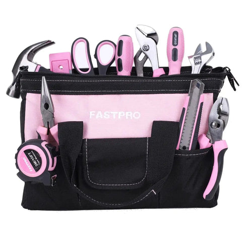 Pink 232-Piece Drill Set With 20V Cordless Drill Driver And Home Tool Kit For Women with 12-inch storage bag and tools