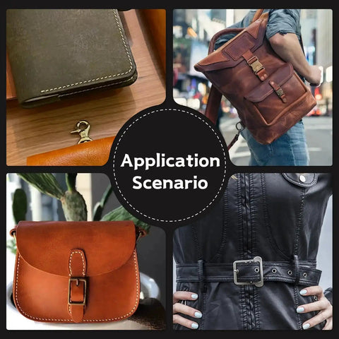 Various leather goods crafted using Nine Size Leather Punch Set With Half Round Punch And Leather Corner Punch Strap Cutter And Crafting Tools.