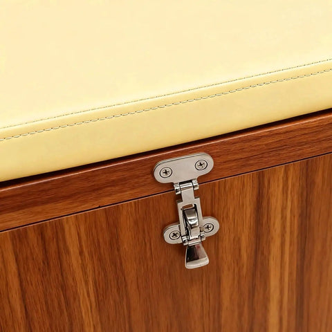Installed two-piece 316 stainless steel boat latch on wood cabinet door; 4.3-inch heavy-duty toggle latch.