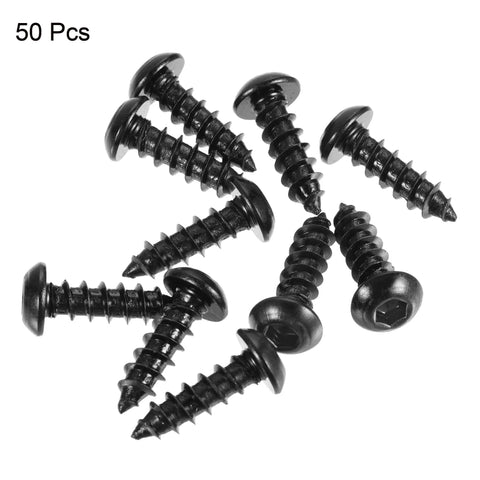 Hex Socket Self Tapping Screws M6 x 20mm Carbon Steel Wood and Metal Fasteners 50 Count Pack For Quick Drilling And A Tough Grip That Holds Like A Boss, scattered view.