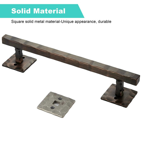 Rustic 12 Inch Heavy Duty Barn Door Handle Pull For Sliding Doors Solid Metal Construction With Oil Rubbed Bronze Finish