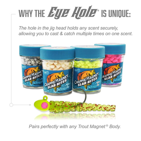 Dope Tungsten Eye Hole Jig Two Pack For Trout Crappie Panfish And Perch One Sixteenth Ounce White with scent and keeper