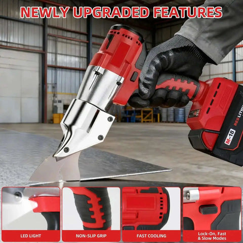 Cordless Metal Cutter With Rotating Head, Heavy Duty 221 Ft Lbs Torque Metal Shears for Cutting Stainless Steel, Iron and PVC