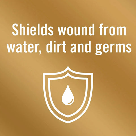 Advanced Healing Waterproof Bandages Assorted Sizes 10 Count icon indicating protection from water, dirt, and germs