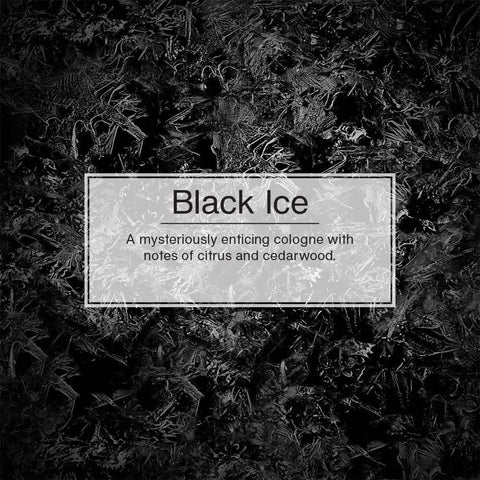 Hanging Car Air Freshener Black Ice Scent for Auto and Home 24 Pack with black textured background and product description.