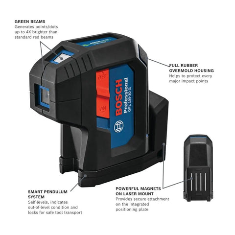 Green Beam Self Leveling Alignment Laser Pro Grade With Plumb And Level Point Projection Built In Multipurpose Mount Visimax Technology For Extended Battery Life Includes 2 AA Batteries And Hard Carrying Case