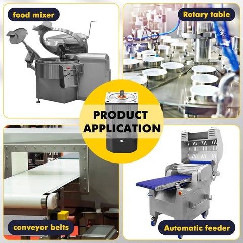 Heavy Duty 250W AC Motor With Gearbox And Bracket in industrial applications: food mixer, rotary table, conveyor belts, automatic feeder