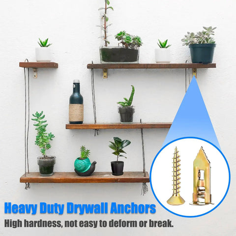 Floating shelves secured with 336 Piece Toggle Bolts Heavy Duty Drywall Anchors And Screws Assortment Kit for art decor