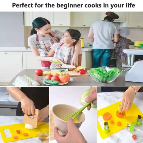 17 Piece Kid Friendly Kitchen Set For Toddlers Real Cooking Safe Knives With Cutting Boards Fruit And Vegetable Cutters