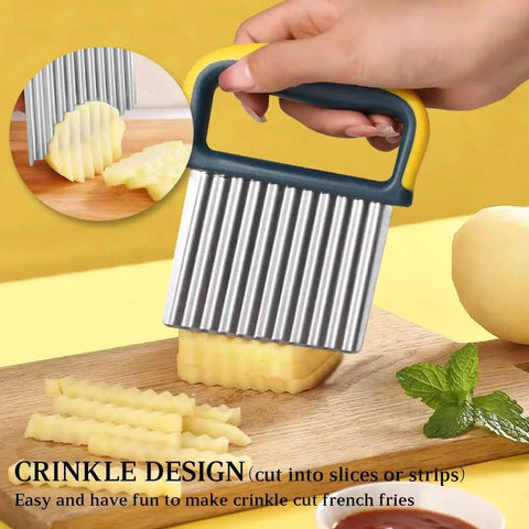Two Pack Wavy Crinkle Cutter Knife For Veggies And Fruits Stainless Steel Chopper Tool With Safe Grip slicing potato