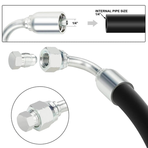 Quarter Inch Hydraulic Fittings 90 Degree JIC Hose Crimp Kit with 1/4 in ID internal pipe size and swivel end by ANCIMOON