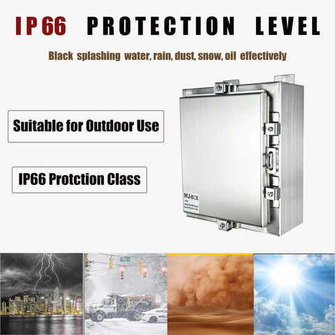 Heavy Duty NEMA Steel Electrical Enclosure Box 12 By 10 By 6 Inches Waterproof IP66 dustproof outdoor indoor 304 stainless steel