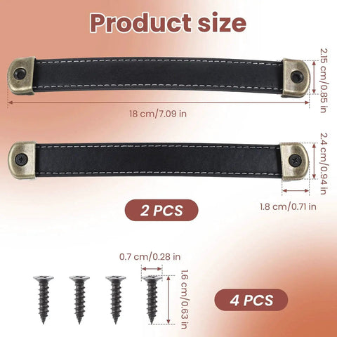 Two Leather Handles For Drawers Cabinets And Luggage With Mounting Screws Leather Strap Handle For Suitcases Trunks And Furniture