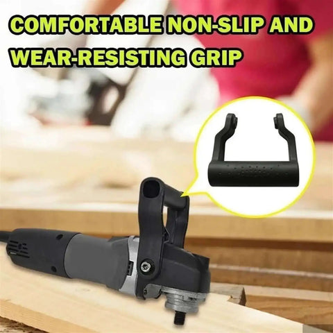Auxiliary Front Grip Handle For Angle Grinder Polisher Fits 100 Different Grinders Non Slip ABS 110mm shown on angle grinder