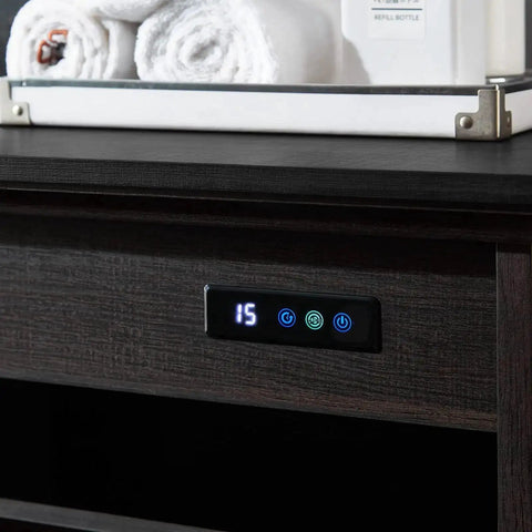 Close-up of Tilt Out Trash Cabinet Wooden With Double Door 2x10 Gallons Capacity Espresso Finish and control panel