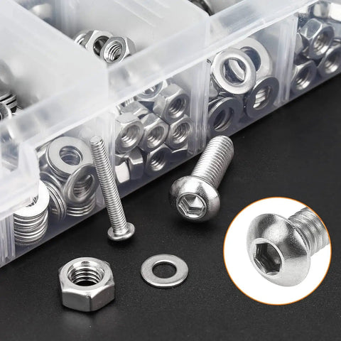 Premium 810 Piece Stainless Steel Socket Cap Screw Kit For M3 M4 M5 M6 With Nuts And Flat Washers Including Hex Wrenches 304