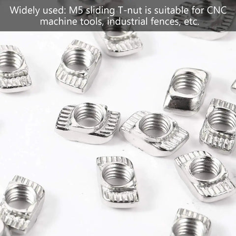 150 Pieces 2020 Series T Slot Nuts Hammer Head Fasteners Plated Carbon Steel Sliding M5 T Nuts For Aluminum Profiles
