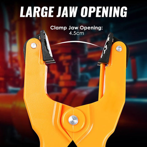 Orange temperature clamp jaw with large 4.5 cm opening for HVAC K-type thermocouples and multimeter probes