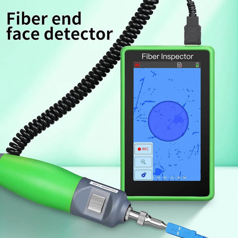 Fiber optic inspection video probe A-600 with 5-inch touchscreen, green handheld unit and coiled cable