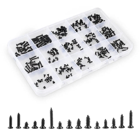 300 Piece Black Laptop Screw Replacement Kit With Countersunk Self Tapping Screws KA2 KA2.6 KA3 For Notebook Computers