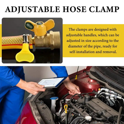 Adjustable 30-Piece Stainless Steel Hose Clamps Set For Automotive And Plumbing thumb screw clips with plastic key handle.