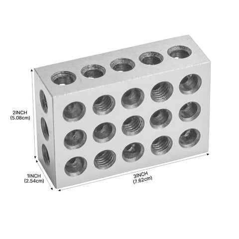Ultra Precision 1 Pair 1-2-3 Machinist Block Set In Hardened Steel With 0.0002 Inch Height Tolerance And 23 Holes For Precise Layout And Fixturing For CNC Milling And Machining Projects By HFS