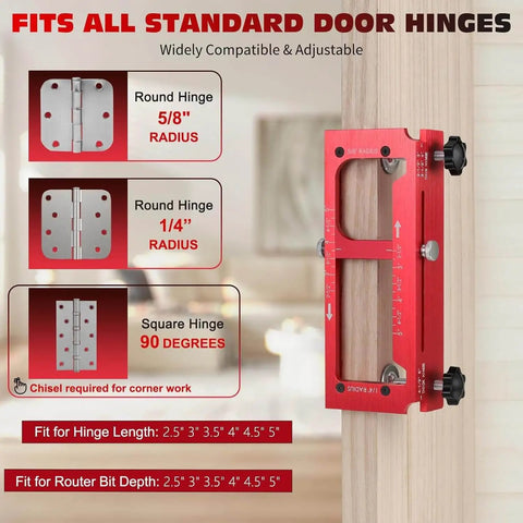 Pro Grade Durable Aluminum Door Hinge Jig Kit For Adjustable Mortise Template Fits 2.5 To 5 Inch Hinges mounted on door edge