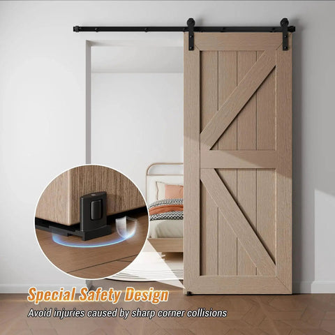 Bottom Sliding Barn Door Floor Guide With Adjustable U Shape Flush Flat Base, Wall Mount Barn Door Guide In Matte Black